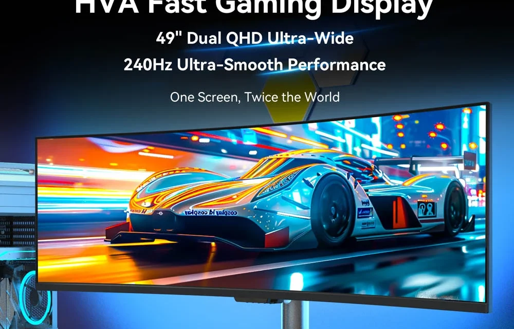 TITAN ARMY C49C1S gamer monitor: 49 colos ívelt kijelző, 240 Hz, 1 ms válaszidő