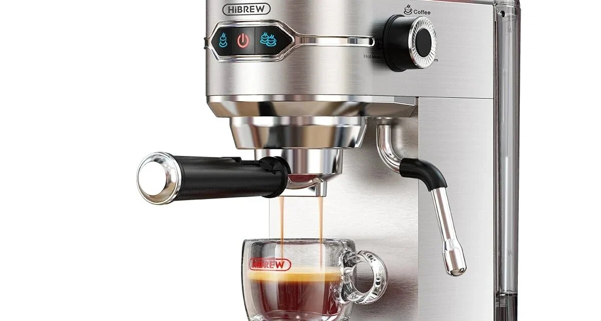 HiBREW H11 félautomata eszpresszó kávéfőző 19 bar nyomással, gyors felmelegedéssel 31 455 Ft-ért