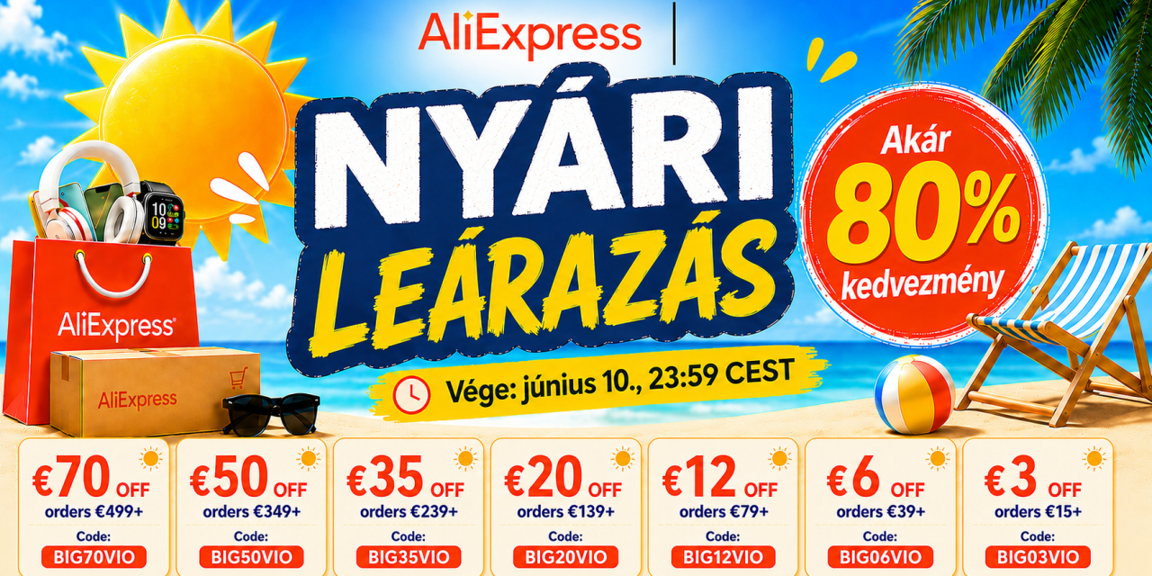 Óriási megtakarítás az AliExpress nyári akciójában: Summer Sale és Choice Day kuponok várnak