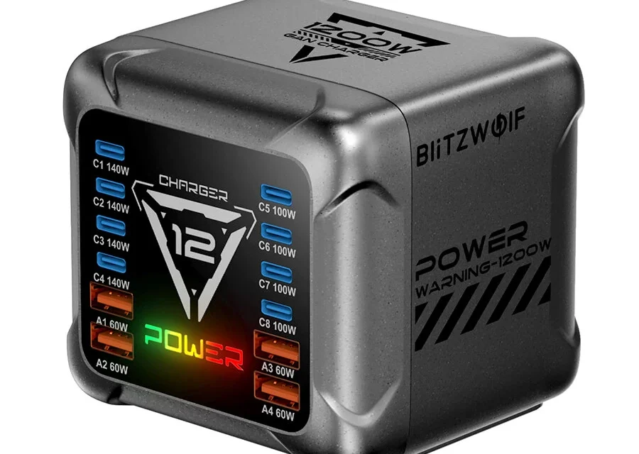 Blitzwolf BW S36 1200W 12 portos USB PD töltőállomás a rendszerezett töltésért