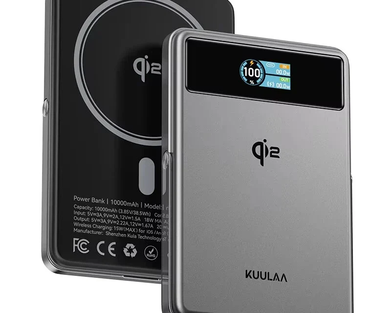 KUULAA KL-YD92 mágneses vezeték nélküli power bank 10000mAh okos kijelzővel