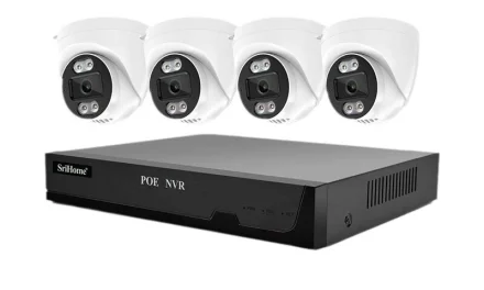 SriHome 5MP PoE NVR biztonsági kamera szett 4K HD felbontással otthonod védelmére