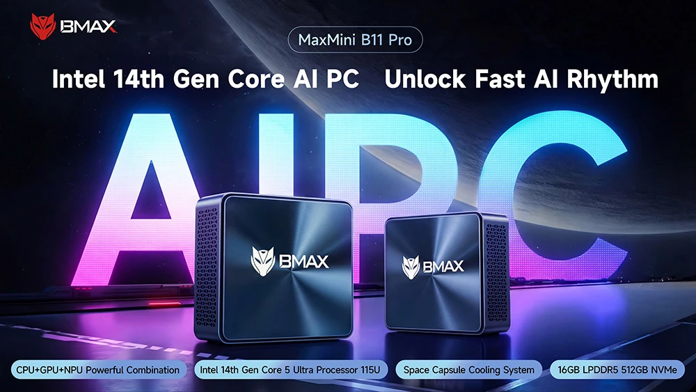 BMAX B11 Pro mini PC: AI teljesítmény és LPDDR5 RAM olcsón