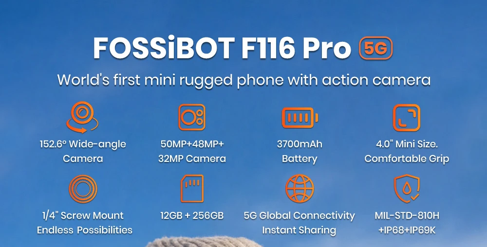 FOSSiBOT F116 Pro: strapabíró okostelefon a kalandokhoz
