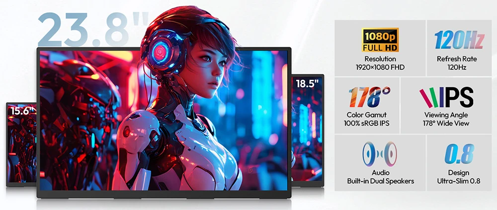 MESWAO S238 hordozható monitor: 120Hz, 100% sRGB és intelligens kijelzőtechnológia a kutyulaborban