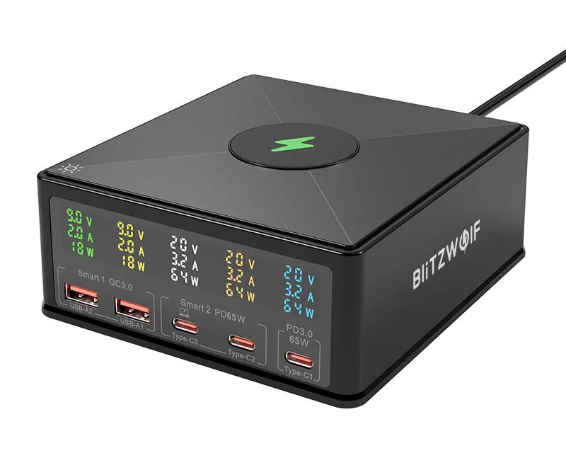 BlitzWolf 868H 160W 5 portos USB PD asztali töltő a kutyulaborban