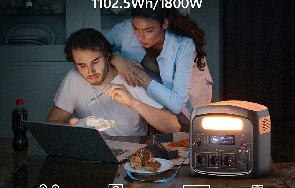 NECESPOW N1200 hordozható erőmű 1102 5Wh LiFePO4 és 1800W villámgyors töltés