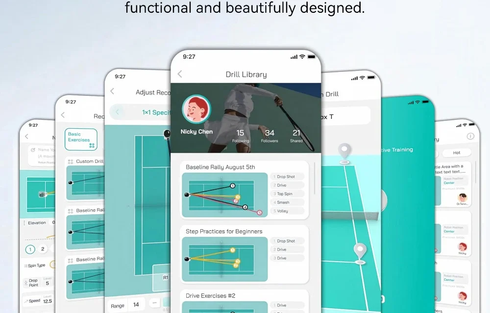 PONGBOT Pace S Pro teniszlabda gép Okos edzés időt spórolva