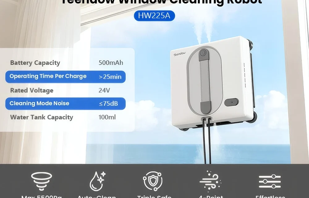Teendow HW225A ablaktisztító robot 5500Pa szívóerő és dupla vízsugár okos vezérléssel