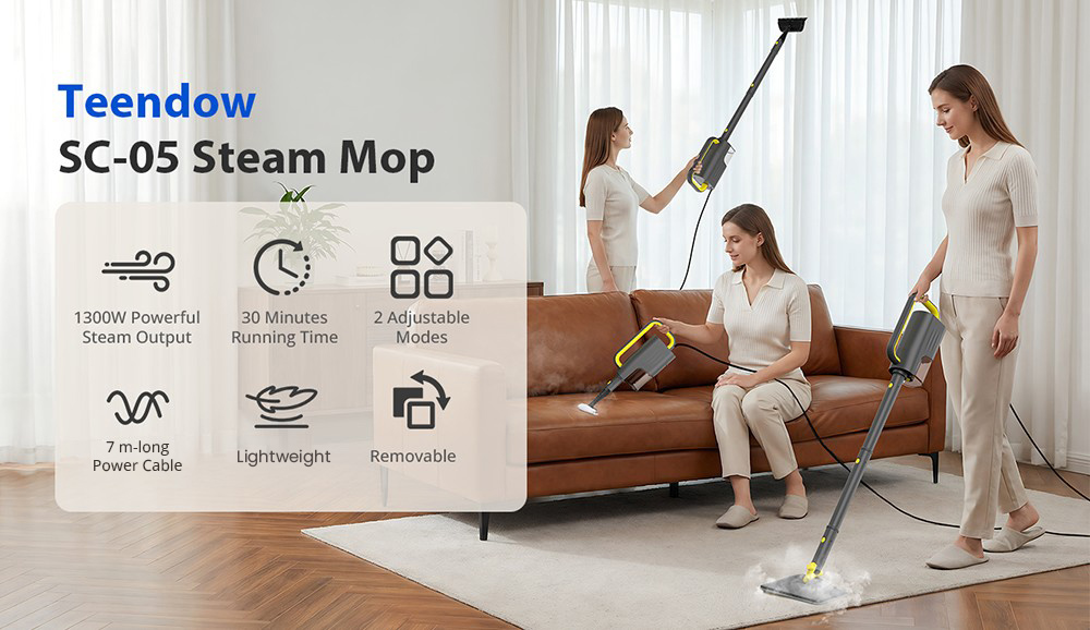 Teendow SC 05 gőztisztító 1300W os padlótisztítás a jövőből